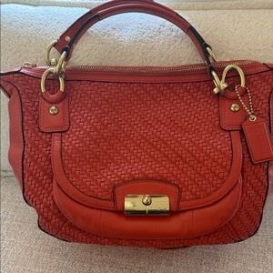 Coach Woven Satchel with Gold Accents